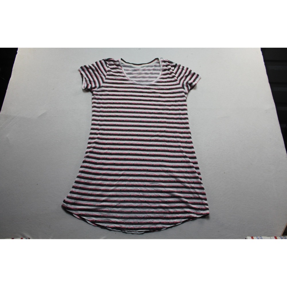Victoria's Secret Nightgown Women Small Pink Black White Excellent Striped Logo